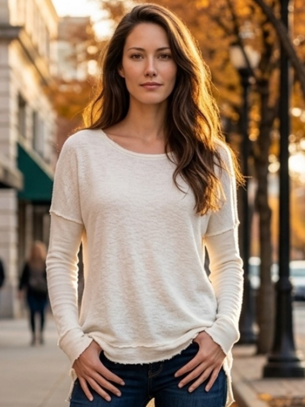 SUNDAYS NYC Sweater High Low Boho Ivory Layered Pullover